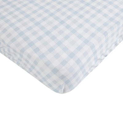 All 4 Ella - Waterproof Fitted Cot Sheet | Gingham Blue Cot Sheet All 4 Ella 