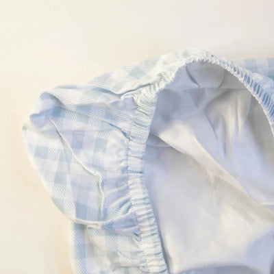 All 4 Ella - Waterproof Fitted Cot Sheet | Gingham Blue Cot Sheet All 4 Ella 