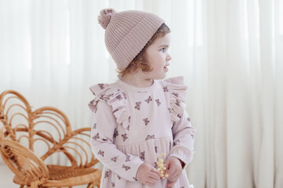 Aster & Oak - Butterfly Rib Ruffle Dress Long Sleeve Dress Aster & Oak 
