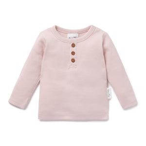 Aster & Oak - Pale Pink Rib Henley Top