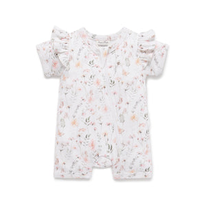 Aster & Oak - Secret Garden Zip Romper White