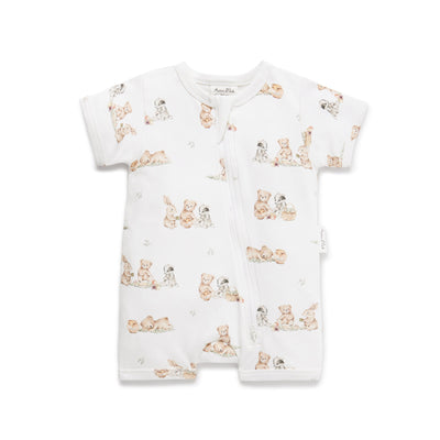 Aster & Oak Teddy Picnic Zip Romper Onesie Aster & Oak 