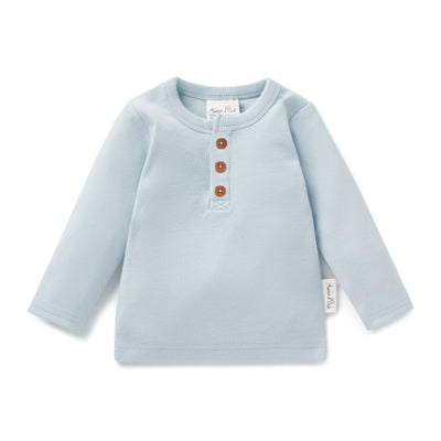 Aster & Oak - Winter Sky Rib Henley Top Long Sleeve Top Aster & Oak 