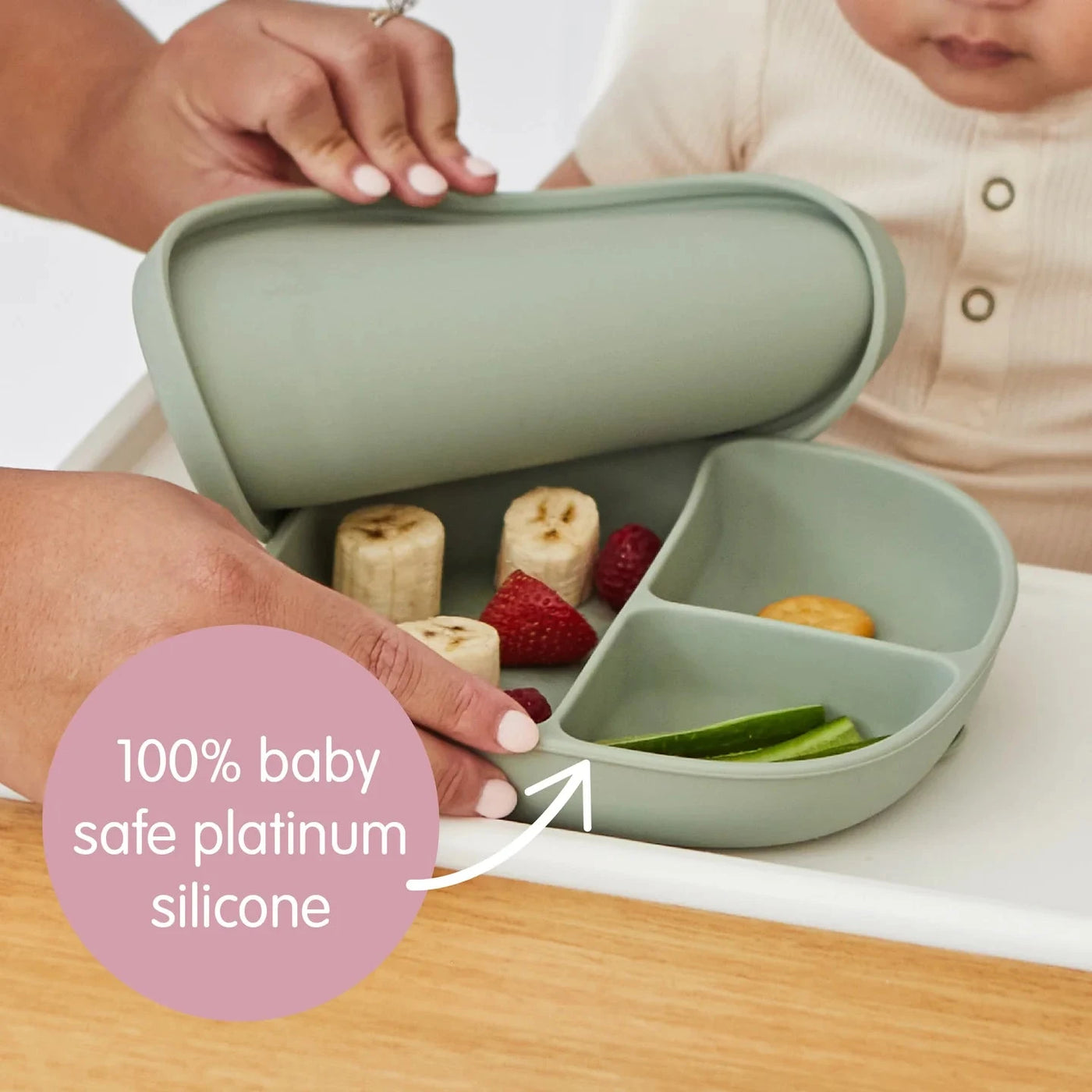 b.box Silicone Plate + Lid - Blush Mealtime b.box 