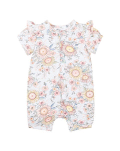 Bebe - Abby Print SS Zip Romper