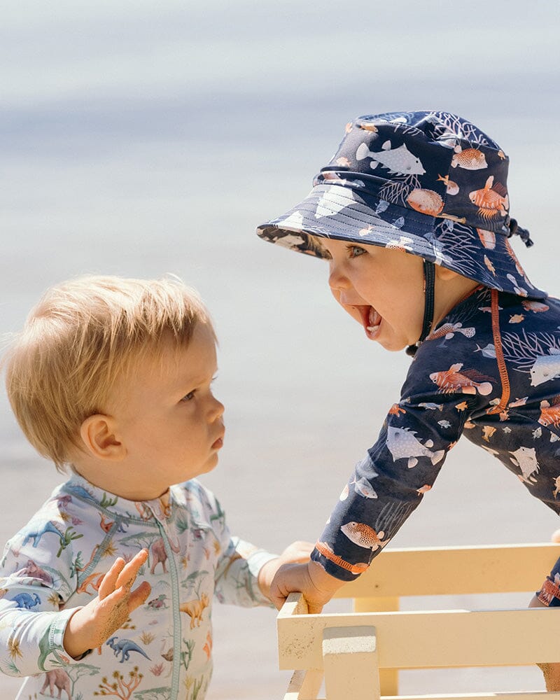 Bebe - Aiden Blue Print Sunhat Swim Hats Bebe 