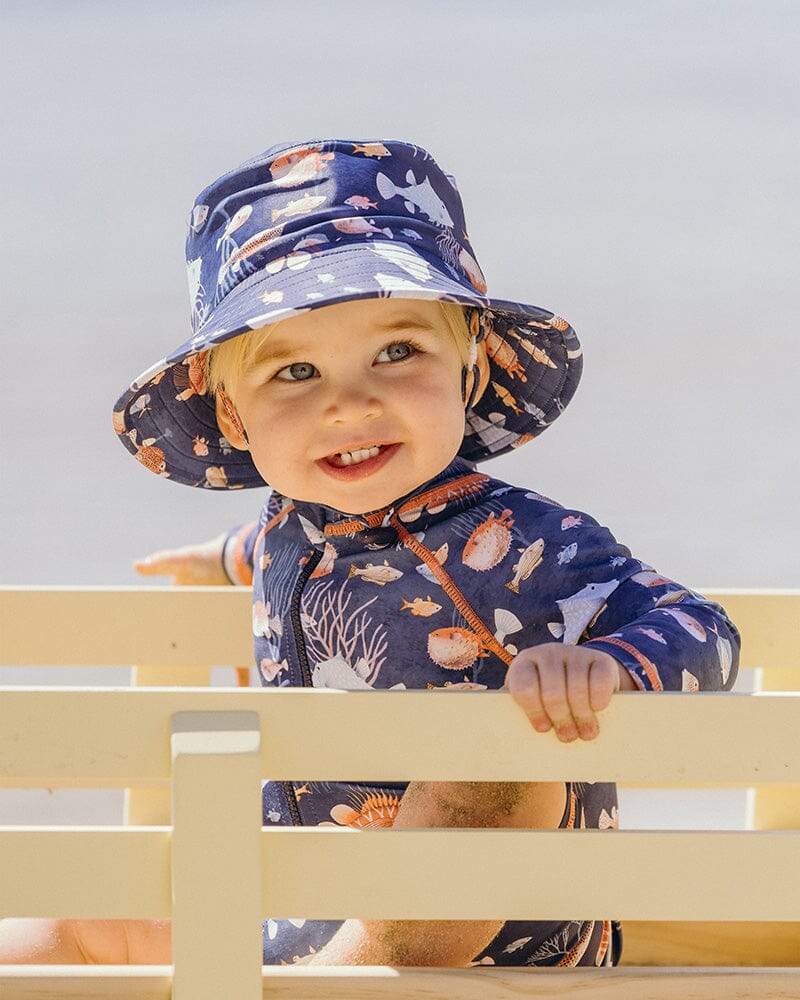 Bebe - Aiden Blue Print Sunhat Swim Hats Bebe 