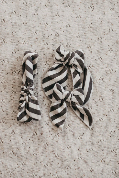 Bencer & Hazelnut Bows - Charcoal Stripes