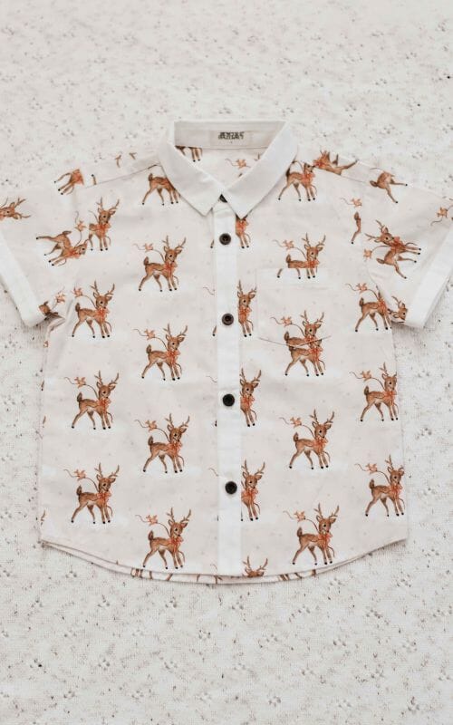 Bencer & Hazelnut Collared Shirt - Prancer Short Sleeve Shirt Bencer & Hazelnut 