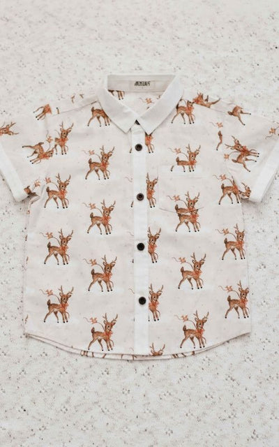 Bencer & Hazelnut Collared Shirt - Prancer Short Sleeve Shirt Bencer & Hazelnut 