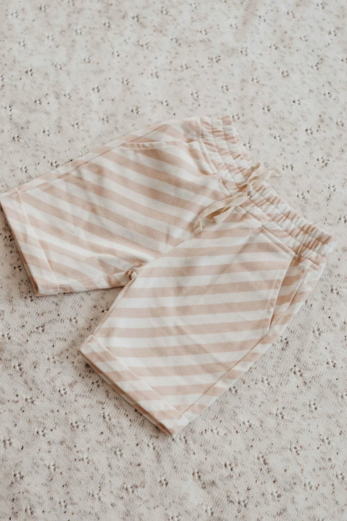 Bencer & Hazelnut Denim Shorts - Peach Stripes