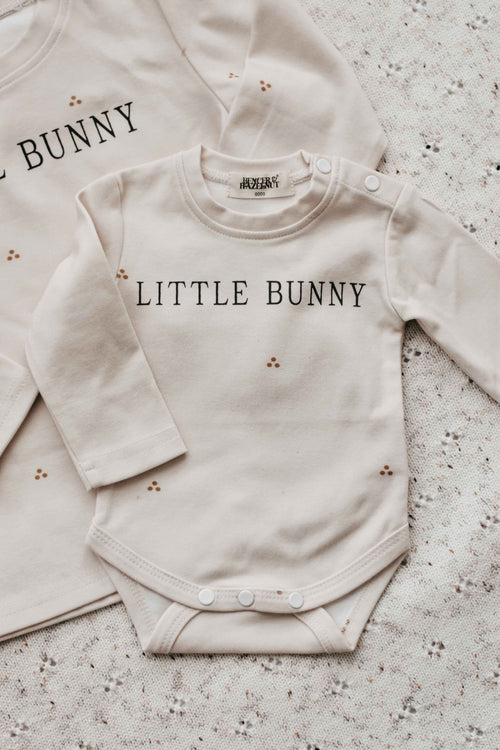Bencer & Hazelnut Long Sleeve Bodysuit - Little Bunny Text