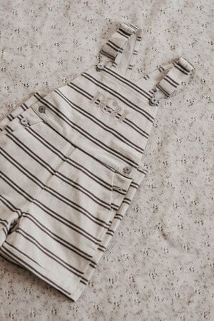 Bencer & Hazelnut Overalls - White & Charcoal Stripe Overalls Bencer & Hazelnut 
