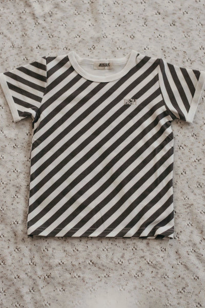 Bencer & Hazelnut Tee - Charcoal Stripes Short Sleeve T-Shirt Bencer & Hazelnut 