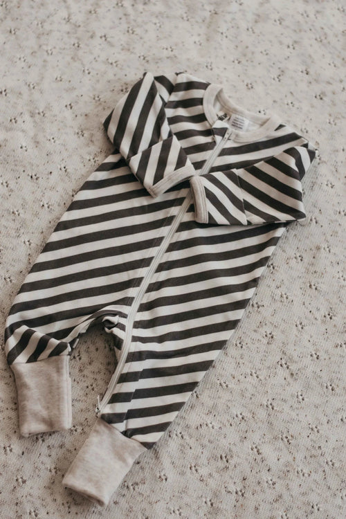 Bencer & Hazelnut Zip Suit - Charcoal Stripes