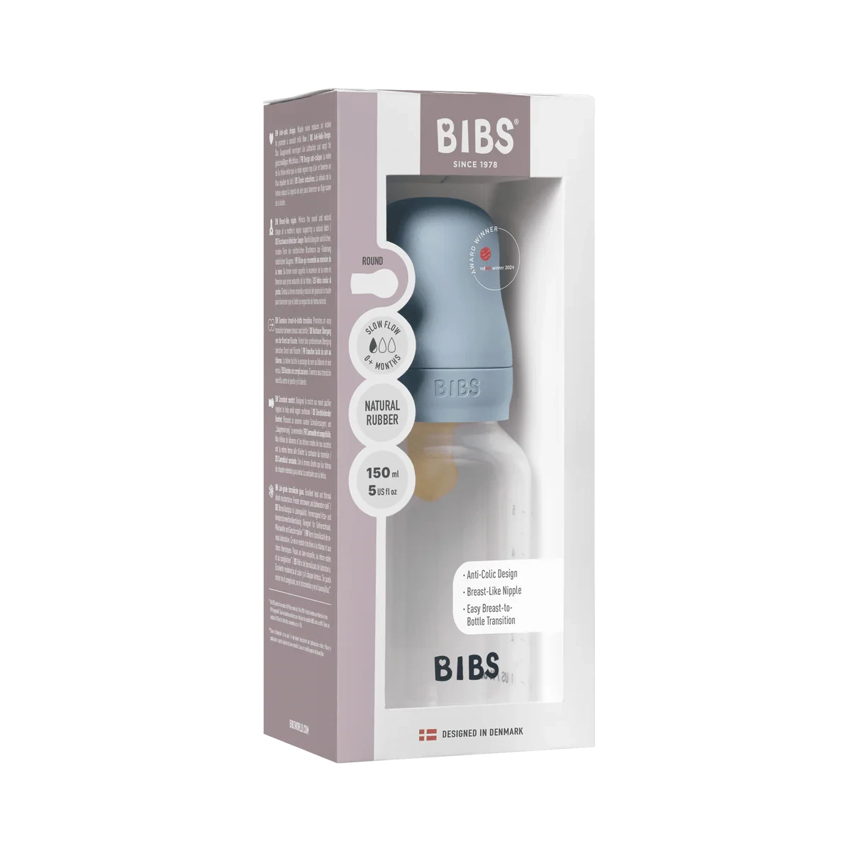 BIBS Dummies - Baby Bottle 150ml Latex | Baby Blue Mealtime BIBS Dummies 