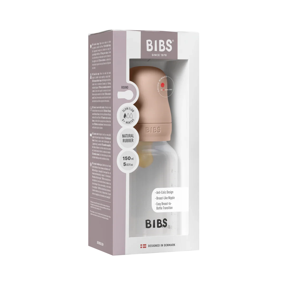 BIBS Dummies - Baby Bottle 150ml Latex | Blush Mealtime BIBS Dummies 