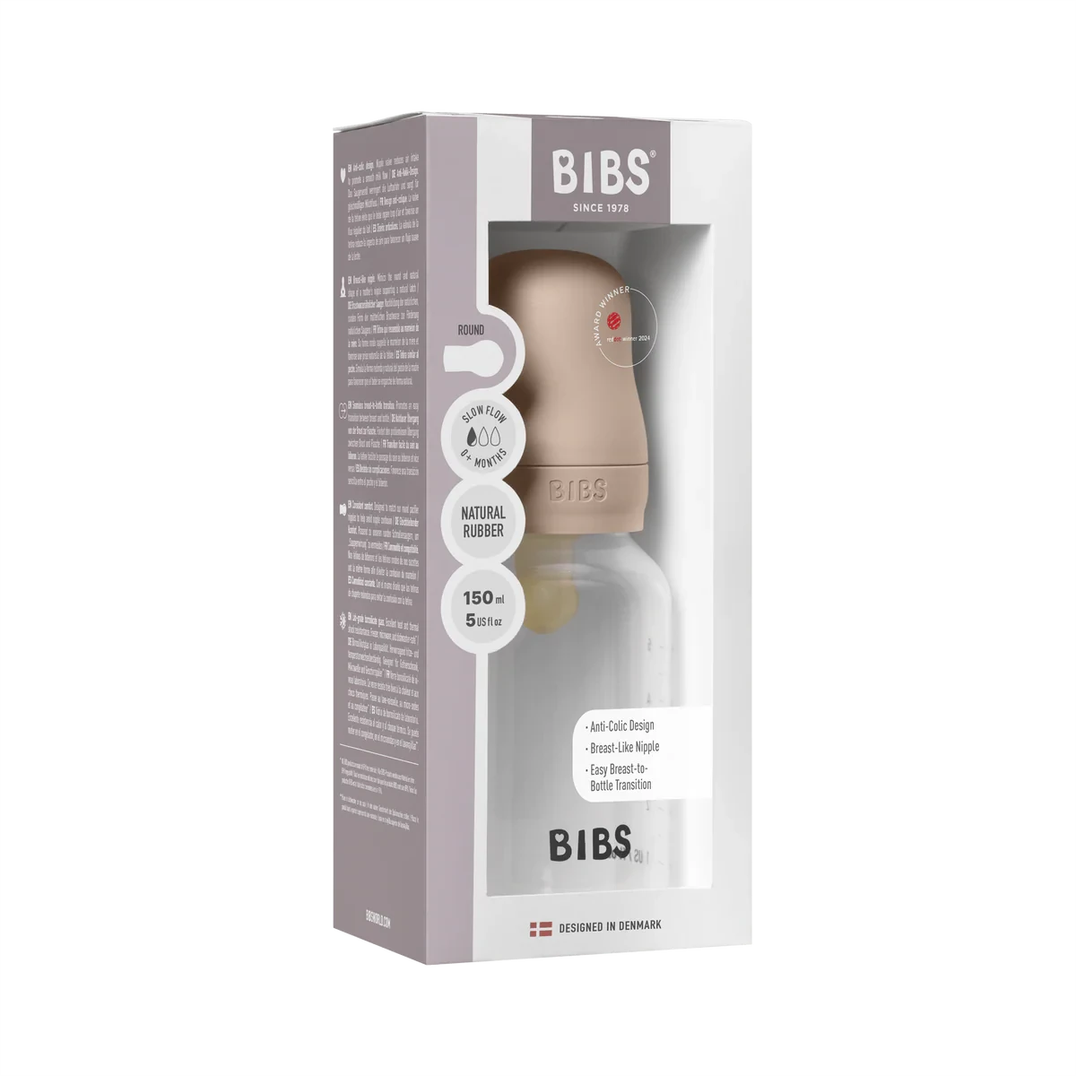 BIBS Dummies - Baby Bottle 150ml Latex | Blush Mealtime BIBS Dummies 