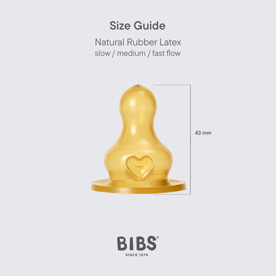 BIBS Dummies - Bottle Replacement Nipple Latex 2pk | Medium Flow Mealtime BIBS Dummies 