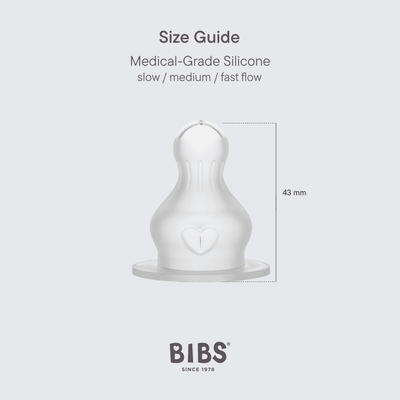 BIBS Dummies - Bottle Replacement Nipple Silicone 2pk | Fast Flow Mealtime BIBS Dummies 