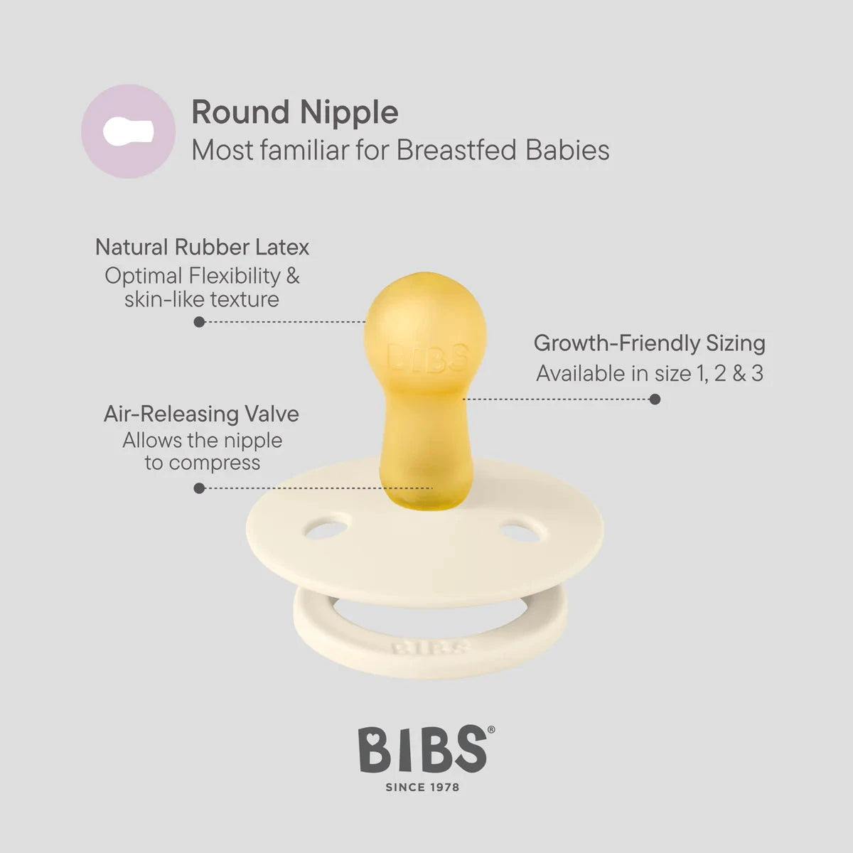 BIBS Dummies - Round Latex | Petal/Plum Dummies BIBS Dummies 