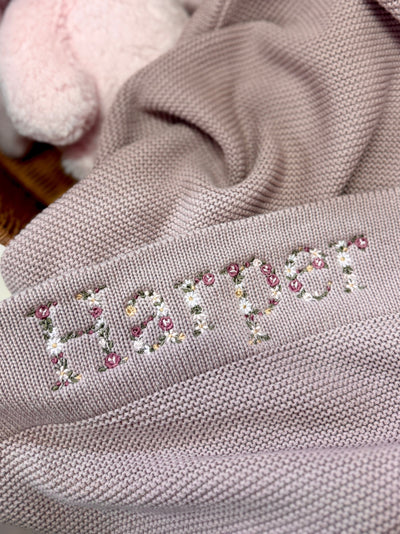 Cherrie Baby - Floral Personalised 100% Cotton Knit Baby Blanket | Dusk Blanket Cherrie Baby Boutique 