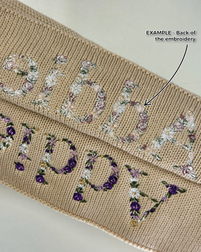 Cherrie Baby - Floral Personalised 100% Cotton Knit Baby Blanket | Oatmeal Blanket Cherrie Baby Boutique 