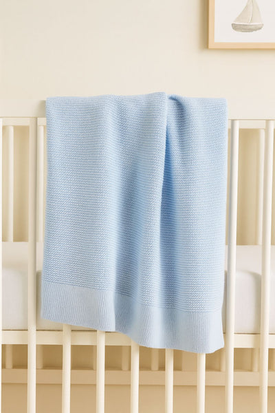 Cherrie Baby - Personalised 100% Cotton Knit Baby Blanket | Baby Blue Blanket Cherrie Baby Boutique 