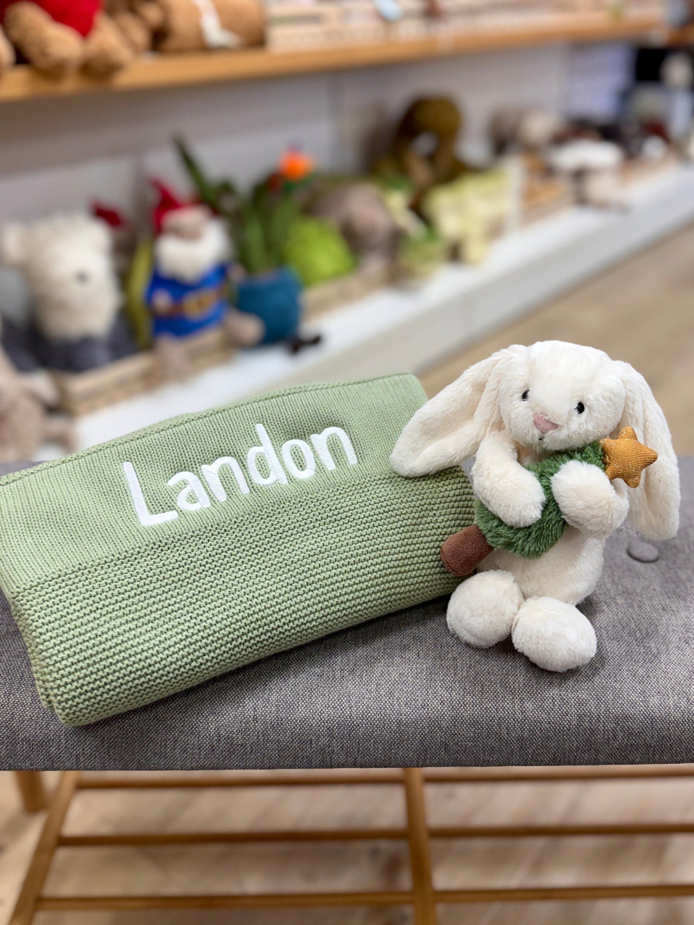 Cherrie Baby - Personalised 100% Cotton Knit Baby Blanket | Sage Blanket Cherrie Baby Boutique 