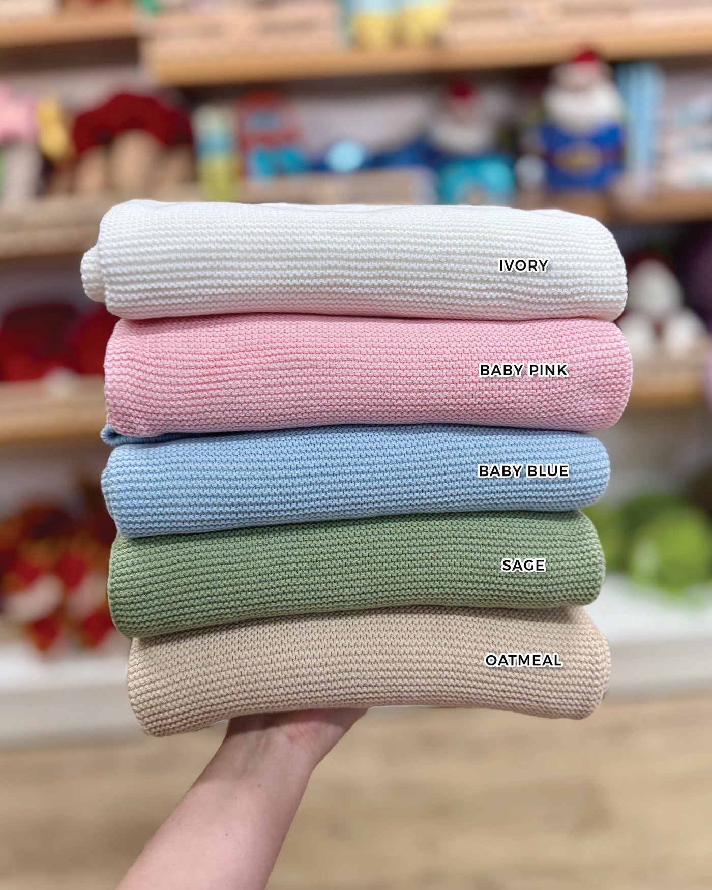 Cherrie Baby - Personalised 100% Cotton Knit Baby Blanket | Sage Blanket Cherrie Baby Boutique 