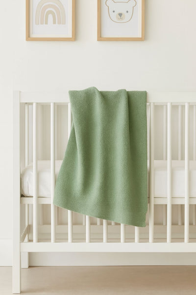 Cherrie Baby - Personalised 100% Cotton Knit Baby Blanket | Sage Blanket Cherrie Baby Boutique 