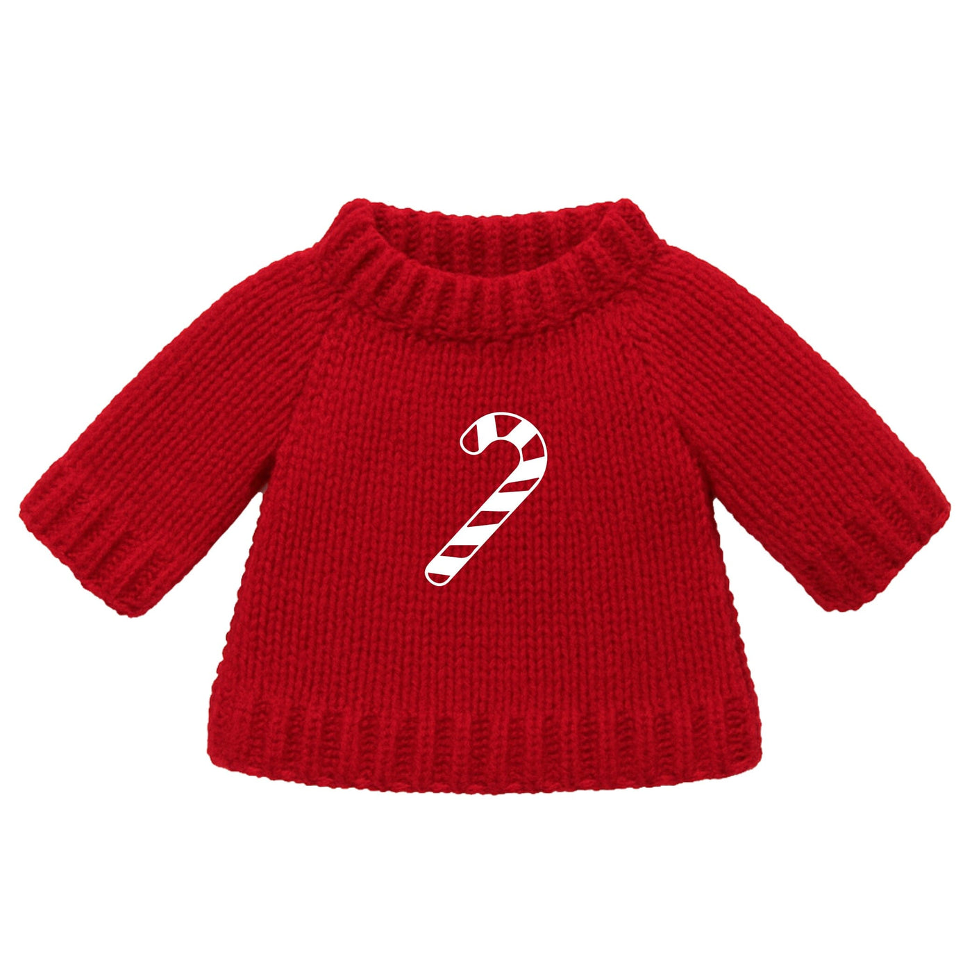Christmas Knitted Jumper Red - With Optional Personalised Name | Candy Cane - Fits Medium Soft Toy (JUMPER ONLY) Cherrie Baby Boutique 