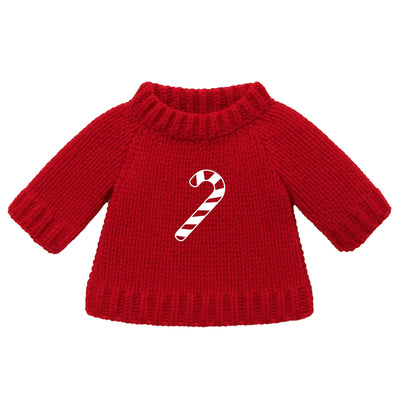 Christmas Knitted Jumper Red - With Optional Personalised Name | Candy Cane - Fits Medium Soft Toy (JUMPER ONLY) Cherrie Baby Boutique 