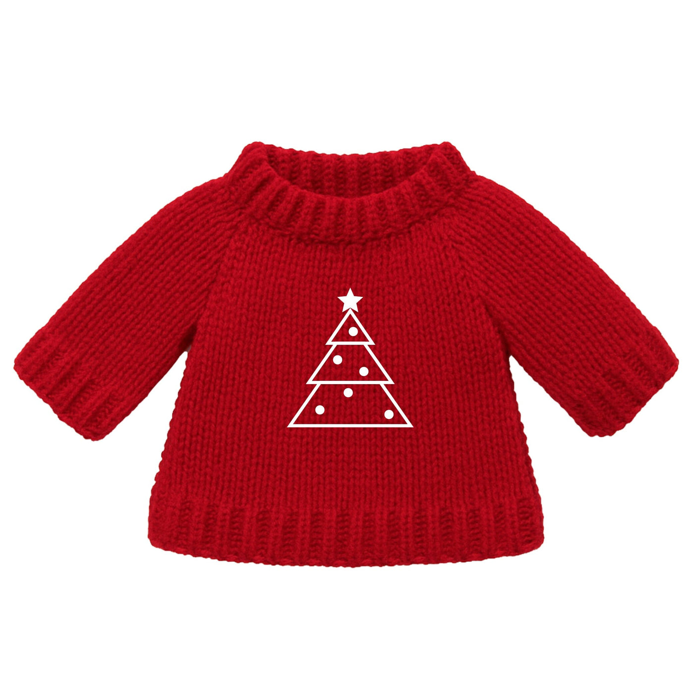 Christmas Knitted Jumper Red - With Optional Personalised Name | Christmas Tree - Fits Medium Soft Toy (JUMPER ONLY) Cherrie Baby Boutique 