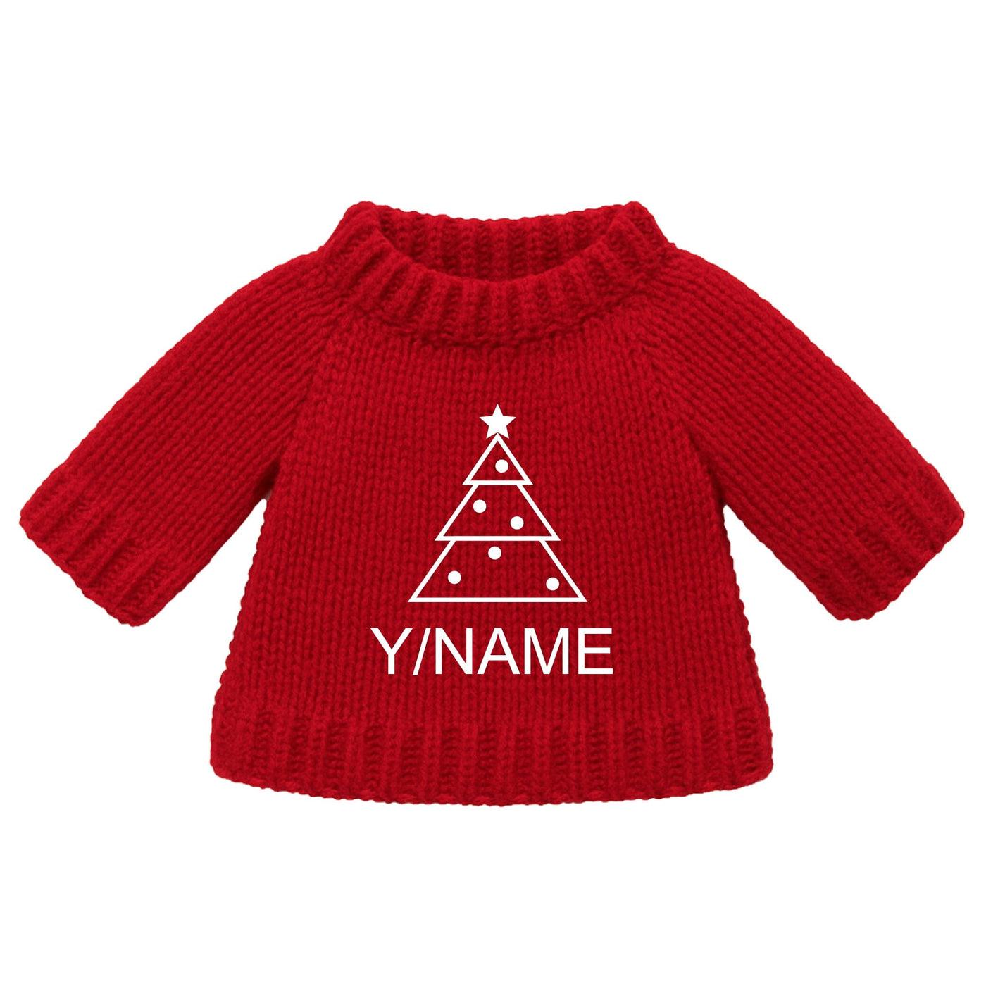 Christmas Knitted Jumper Red - With Optional Personalised Name | Christmas Tree - Fits Medium Soft Toy (JUMPER ONLY) Cherrie Baby Boutique 