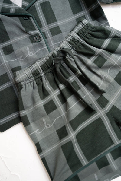Cinnamon Baby - Adult Plaid Short Pyjamas | Green - PREORDER Short Sleeve Pyjamas Cinnamon Baby 