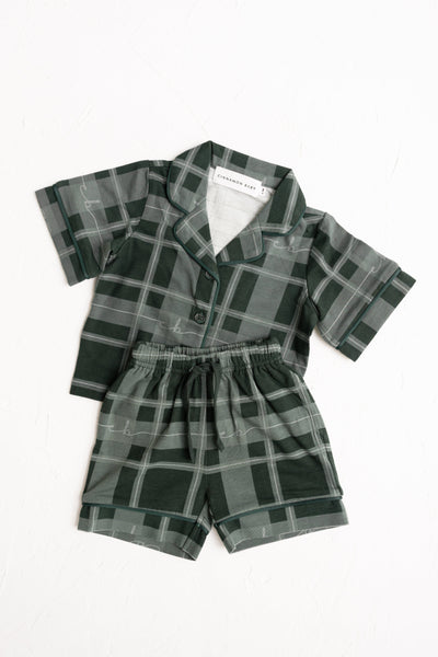 Cinnamon Baby - Adult Plaid Short Pyjamas | Green - PREORDER Short Sleeve Pyjamas Cinnamon Baby 