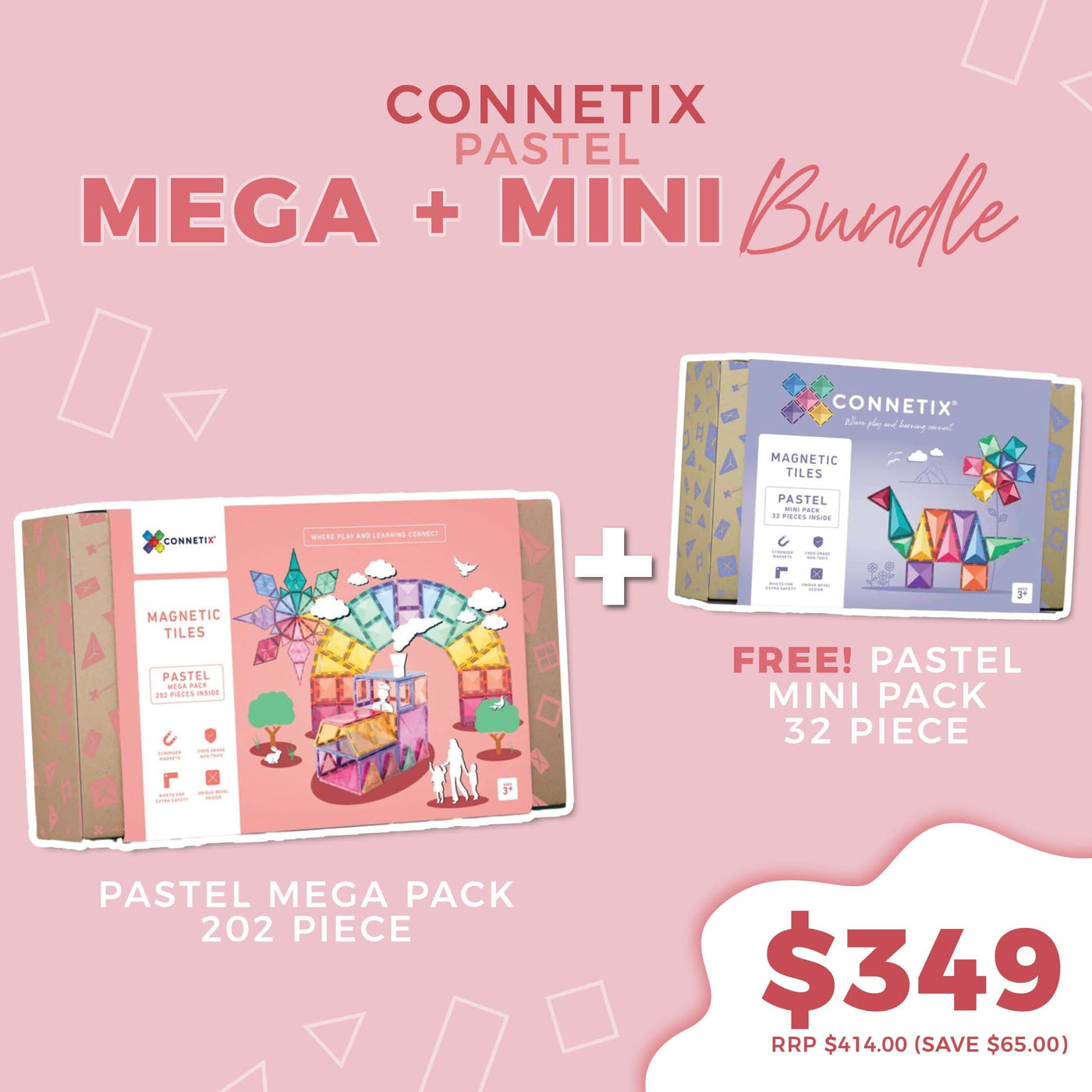 Connetix - Pastel Mega + Mini Bundle Cherrie Baby Boutique 