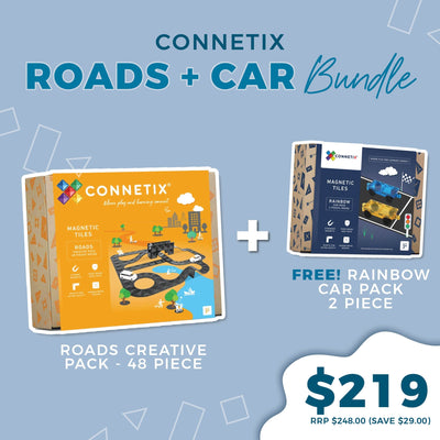 Connetix - Roads + Car Bundle Cherrie Baby Boutique 