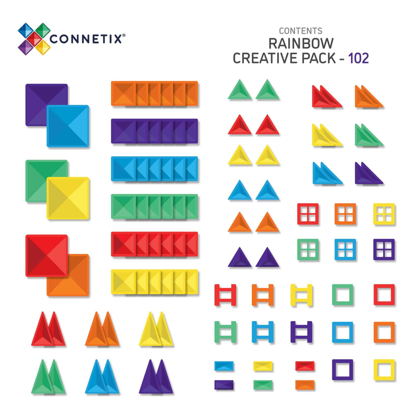 Connetix Tiles 102 Piece Creative Pack - Rainbow Magnetic Play Connetix 