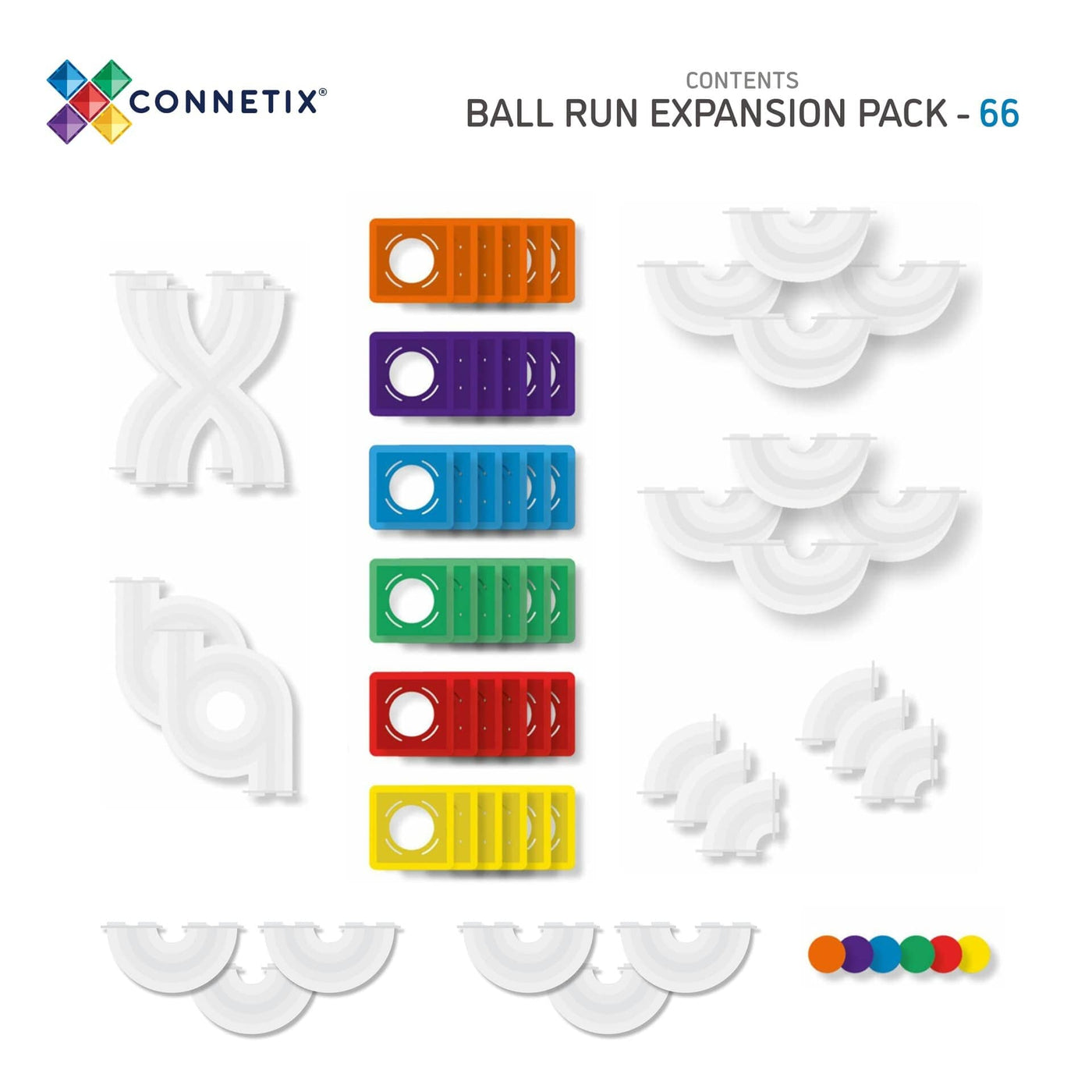 Connetix Tiles - Ball Run Expansion Pack 66pc | Rainbow Magnetic Play Connetix 