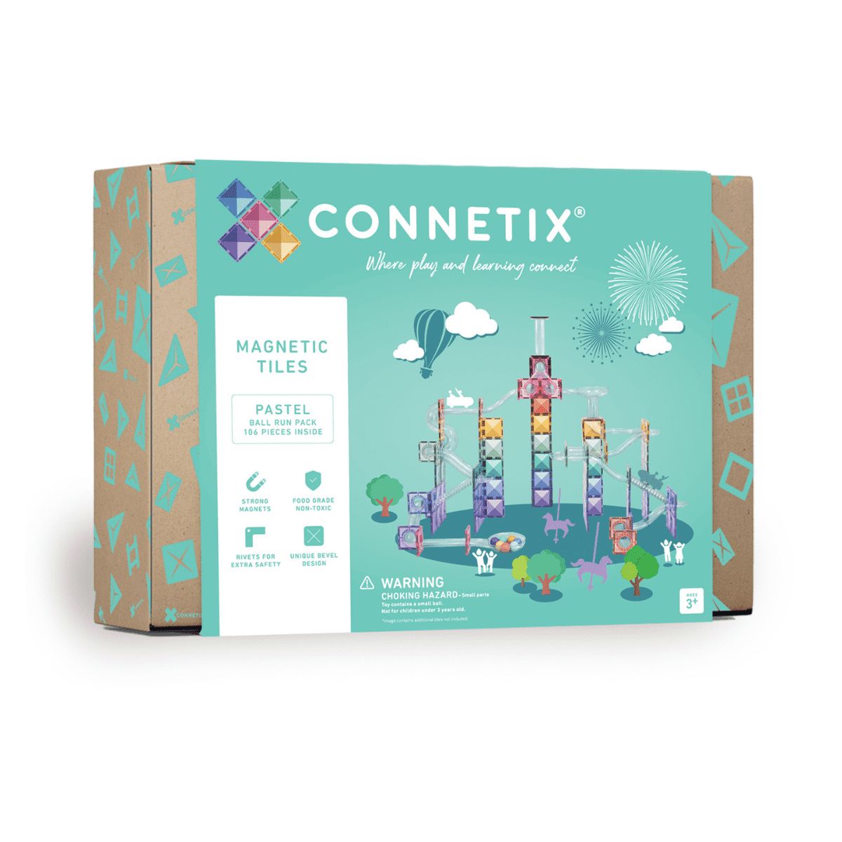 Connetix Tiles - Ball Run Pack 106pc | Pastel Magnetic Play Connetix 