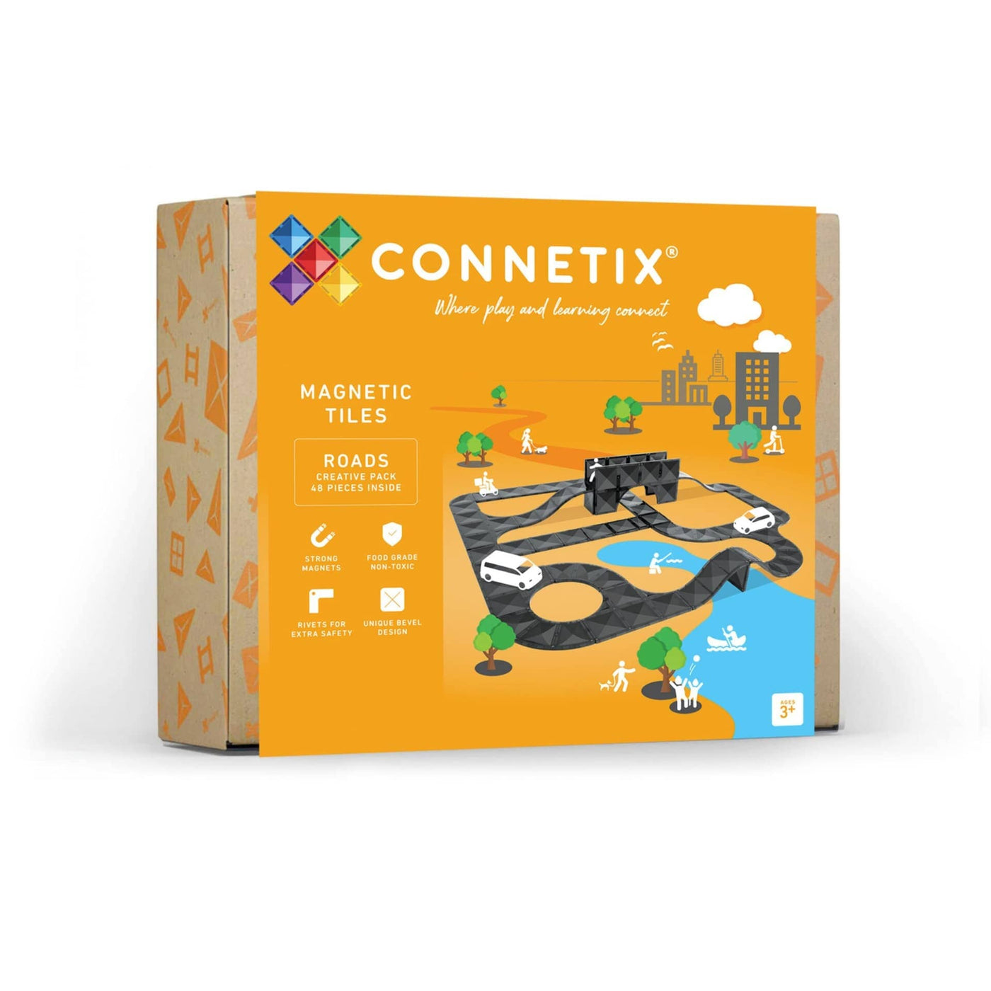 Connetix Tiles - Creative Roads Pack 48pc Magnetic Play Connetix 