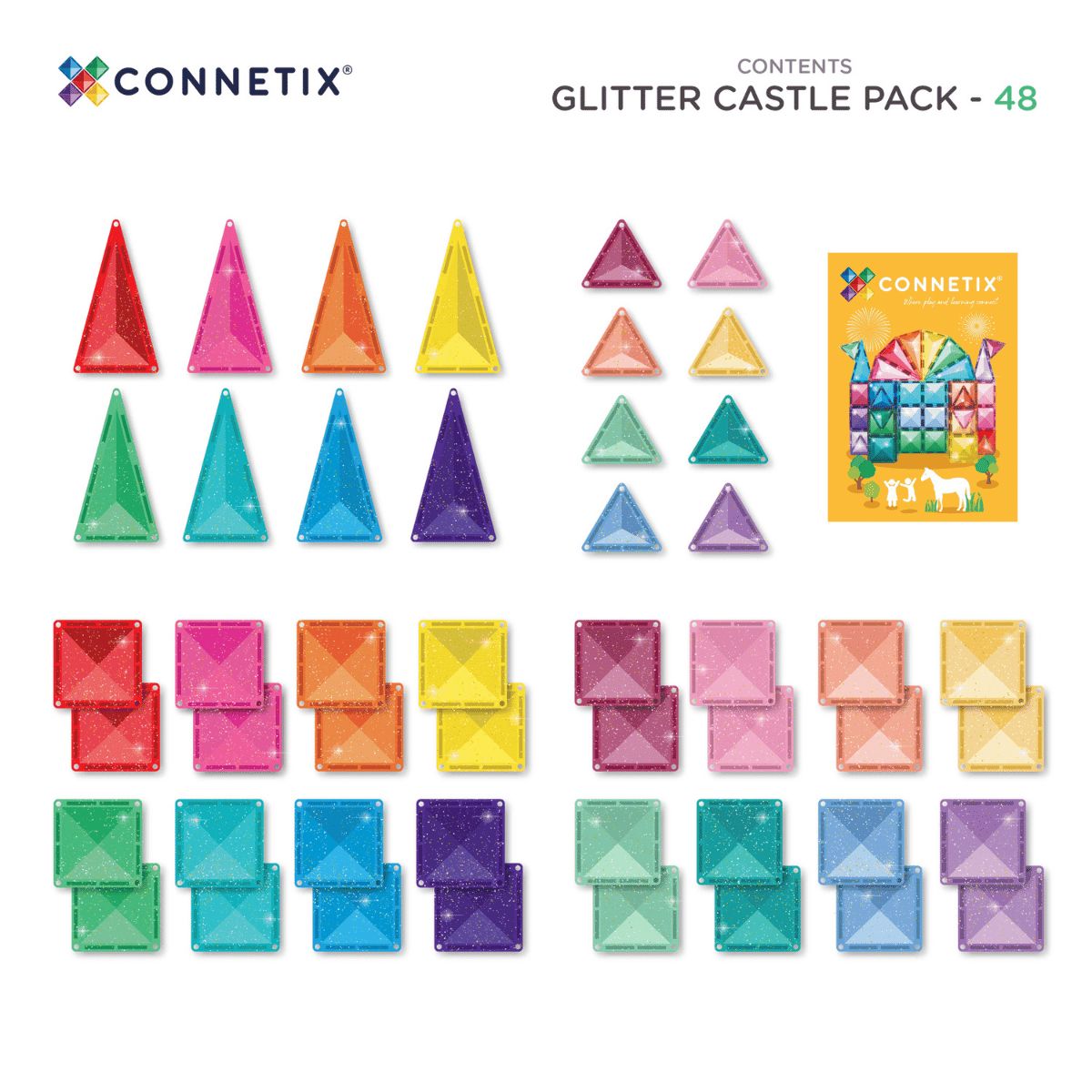 Connetix Tiles - Glitter Castle Pack 48pc Magnetic Play Connetix 