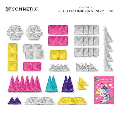 Connetix Tiles - Glitter Unicorn Pack 56pc Magnetic Play Connetix 