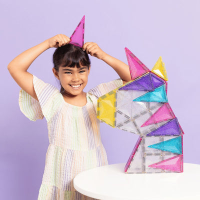 Connetix Tiles - Glitter Unicorn Pack 56pc Magnetic Play Connetix 