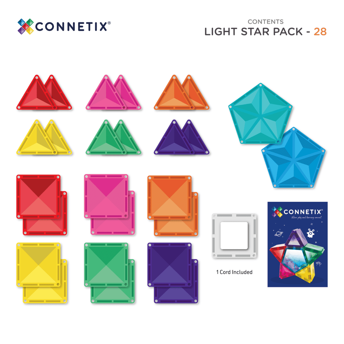 Connetix Tiles - Light Star Pack 28pc Magnetic Play Connetix 
