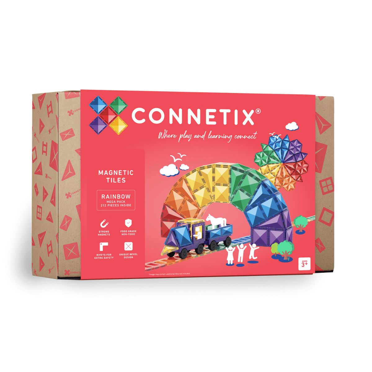 Connetix Tiles - Mega Pack 212pc | Rainbow Magnetic Play Connetix 