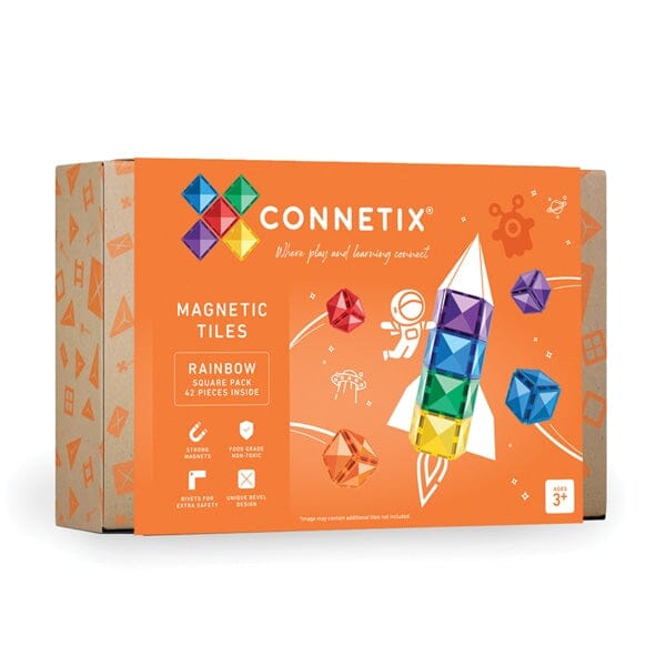 Connetix Tiles Rainbow Square Pack 42 pc Magnetic Play Connetix 