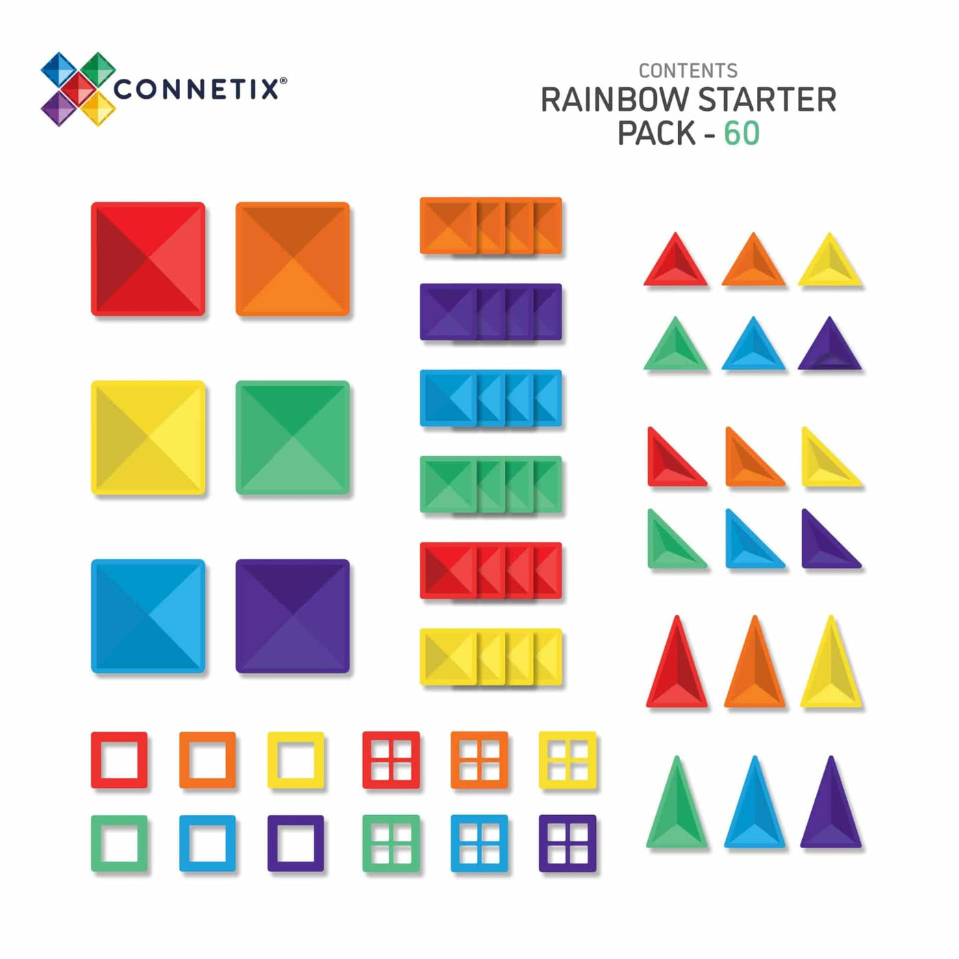 Connetix Tiles Rainbow Starter Pack 60 pc Magnetic Play Connetix 